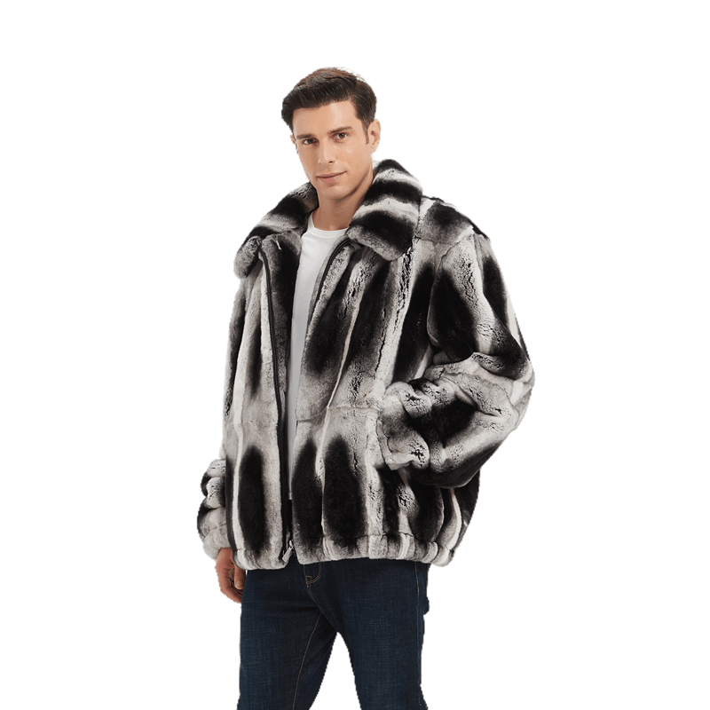 2024 Mens Real  Rex Rabbit Fur Coat Men Winter Real Fur Man Men's Winter Jackets Natural Coats Long Male Autumn Clothing