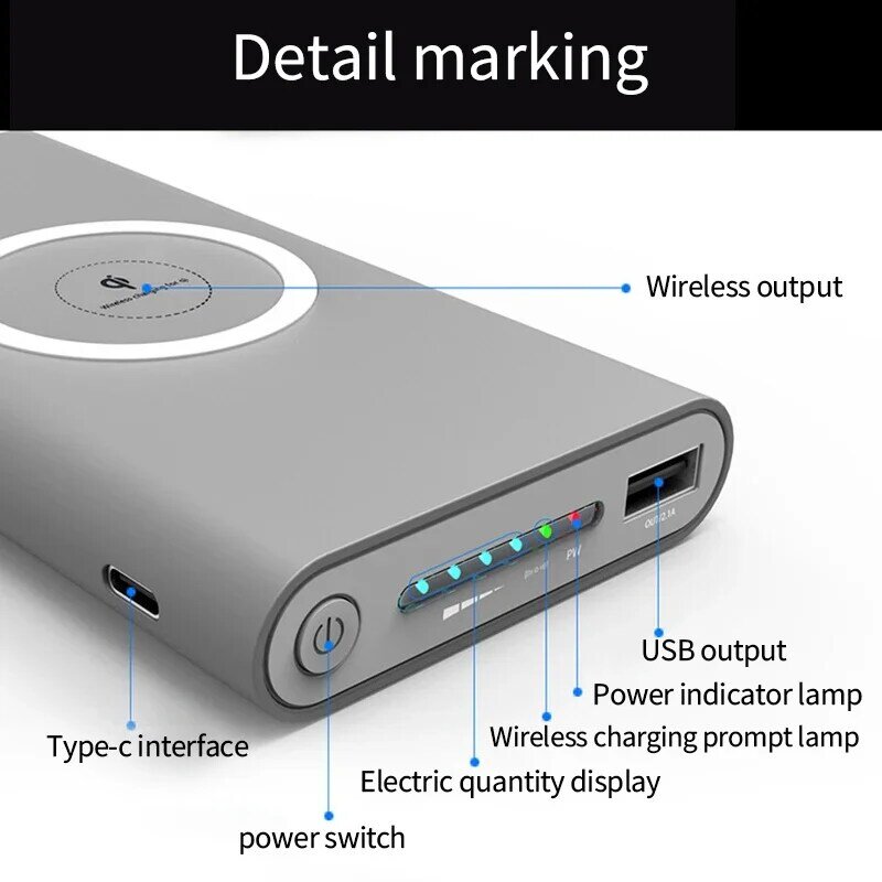Lenovo 200000mAh Power Bank dwukierunkowa bezprzewodowa szybka ładowarka Powerbank przenośna ładowarka typu C zewnętrzna bateria do iPhone Samsung