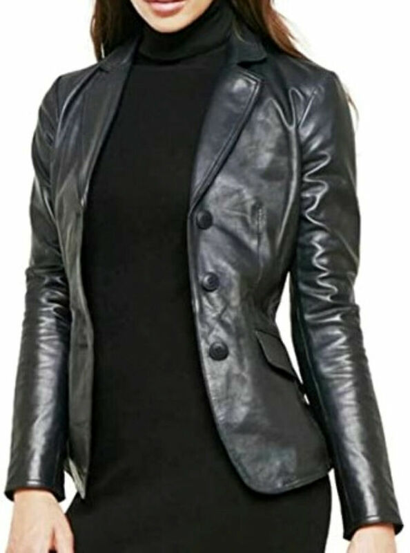 女性のための本革のジャケット,黒いオートバイの服