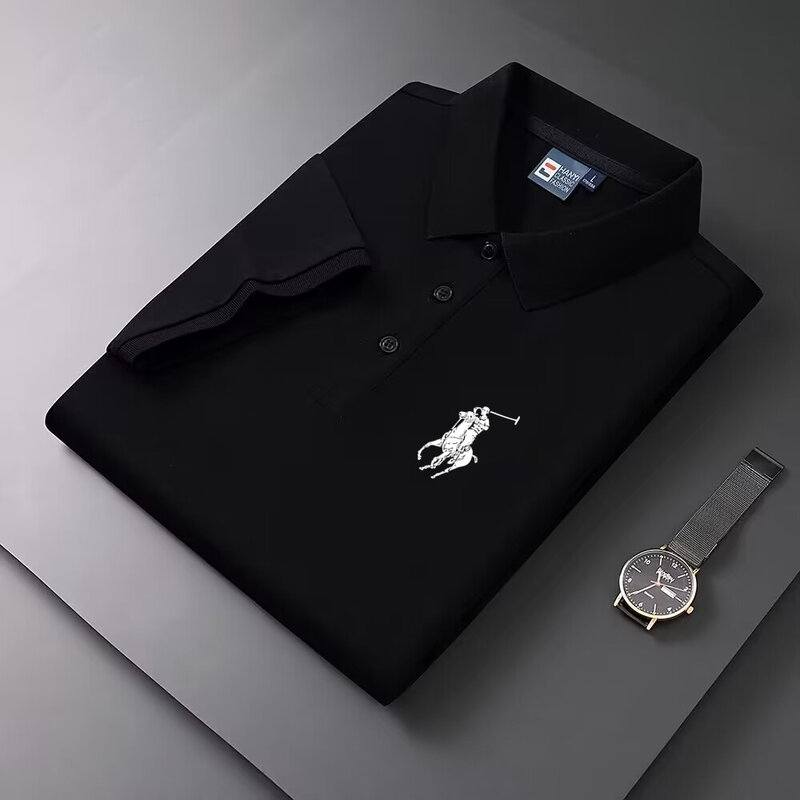 Polos hirt Herren Kurzarm T-Shirt Casual Sports einfarbig Revers Shirt Top Sommer neue vielseitige Polo-Anzug