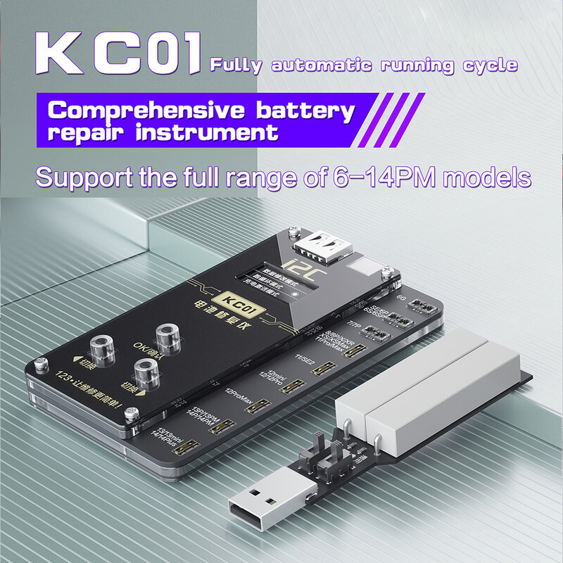I2C BR13 Upgrated KC01 Instrumen Perbaikan Baterai UNTUK IPhone 6-14Pm Alat Koreksi Sel Enkripsi Baterai PCB Bawaan Eksternal