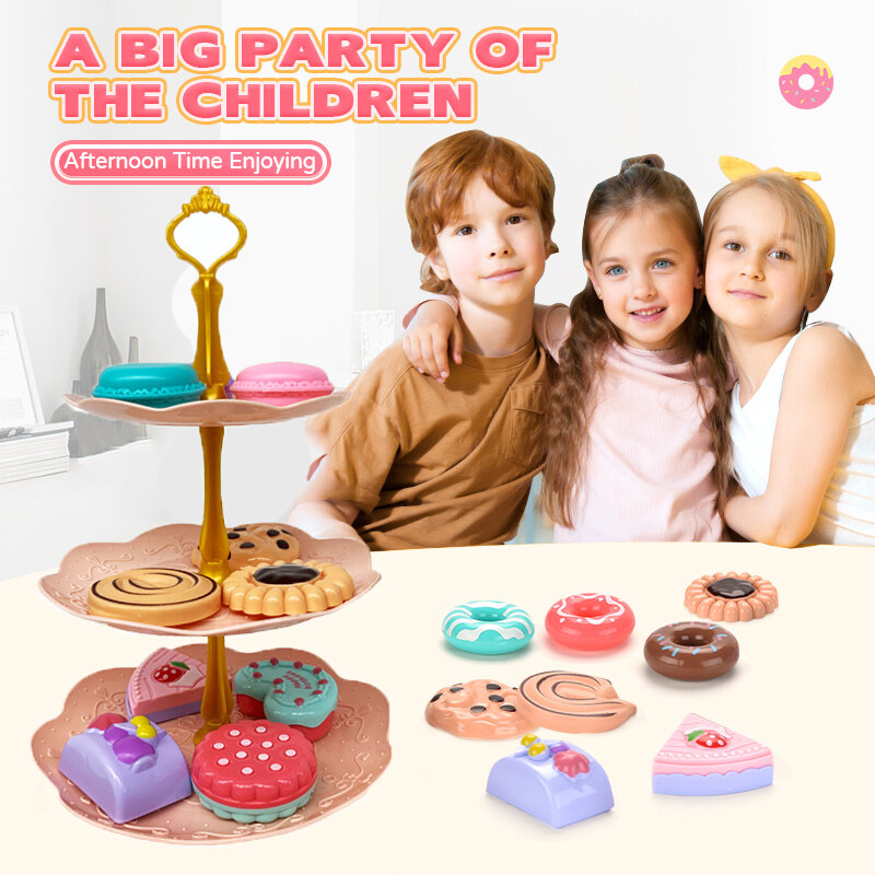 Play house little girl cake snack stand toy torta a tre strati supporto per gelato play house cucina tè pomeridiano snack stand toy se