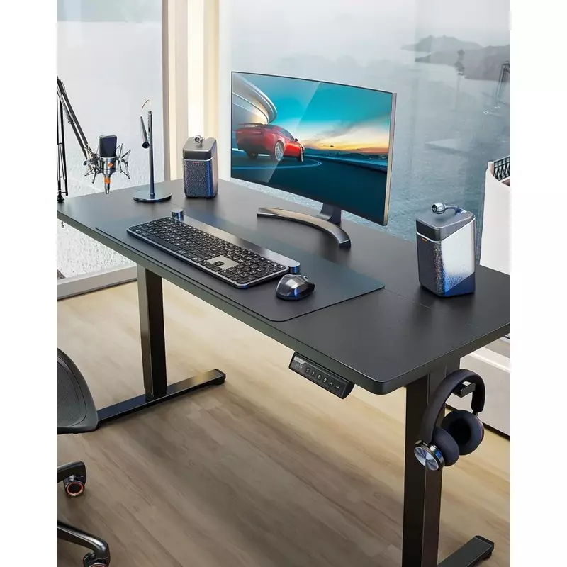 Elétrica Vertical Office Desk, Altura Ajustável Secretária, Computador de Memória Home Office Desk, Preto, 48x24"