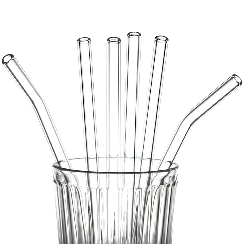 Pajitas de vidrio de borosilicato alto, Pajita reutilizable ecológica para beber para cócteles, accesorios de Bar con pinceles, 3282
