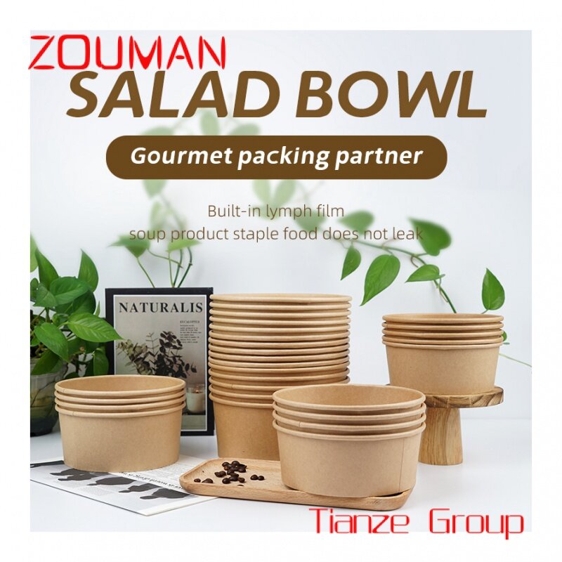 Custom , Biodegradable Soup Bowl with Lid Food Packaging Paper Soup Bowl