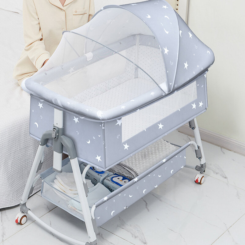Bebê berço do bebê splicing grande cama criança multi-função dobrável e levantamento bb bebê recém-nascido berço