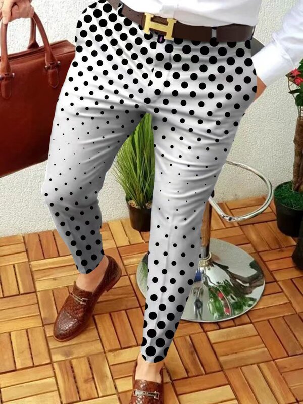 2022 Smart Casual męskie spodnie wiosna jesień modny nadruk spodnie cienkie średnio wysoka talia Jogger spodnie typu Casual garnitur spodnie Streetwear