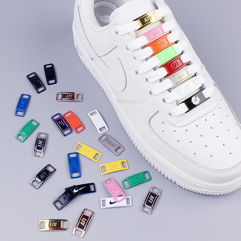 AF1 Shoelace Buckle เพชรรองเท้าผ้าใบรองเท้าอุปกรณ์เสริม Electroplated สแตนเลสป้ายโลหะ Shoelace Buckle