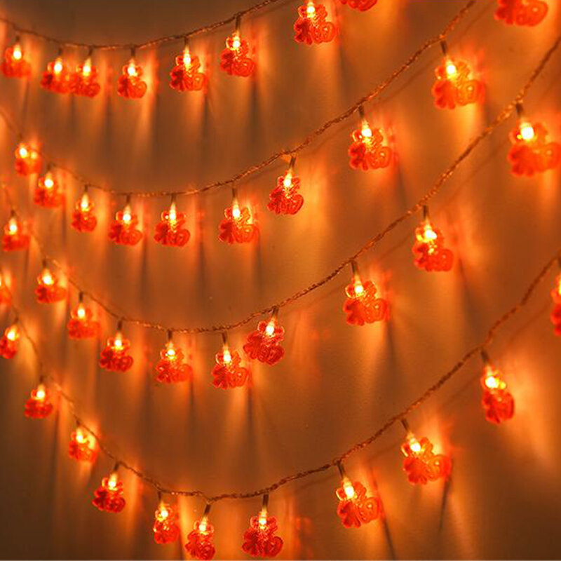 Guirnalda de luces LED con nudo chino rojo, 3 metros, 20 luces, Festival de Primavera, Navidad, boda, decoraciones de Año Nuevo Chino
