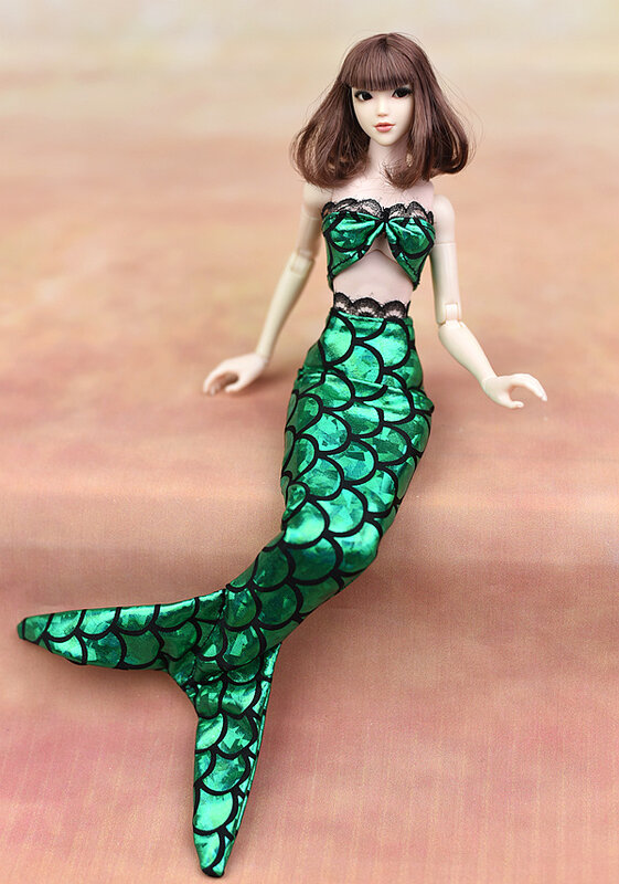 手作り人形パーティードレスドレス服バービー人形本物の人魚の尾のドレス赤ちゃんのおもちゃ