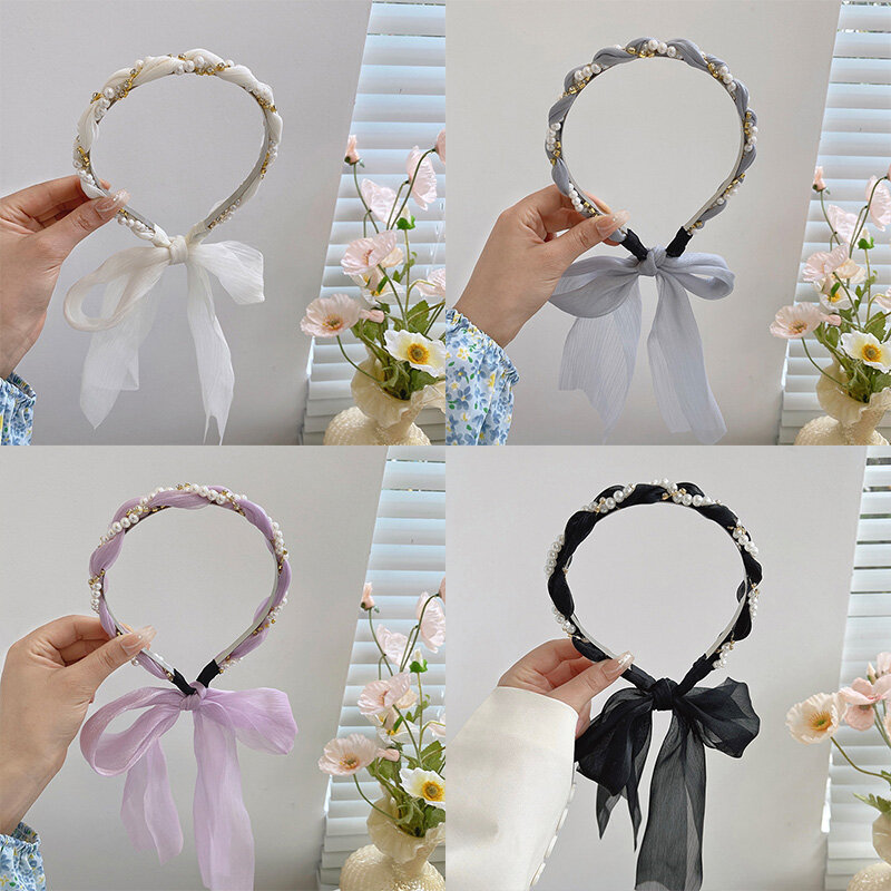Fashion Scrunchie Butterfly tie headband For Women Hair Band Hair Flower Headbands  Accessories Headwear
