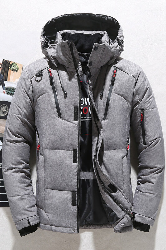 Jaket Hangat Musim Dingin Pria Baru 2022 Saku Ritsleting Tahan Air Praktis Jaket Bulu Angsa Putih Kualitas Tinggi Mantel Bulu Angsa Pria
