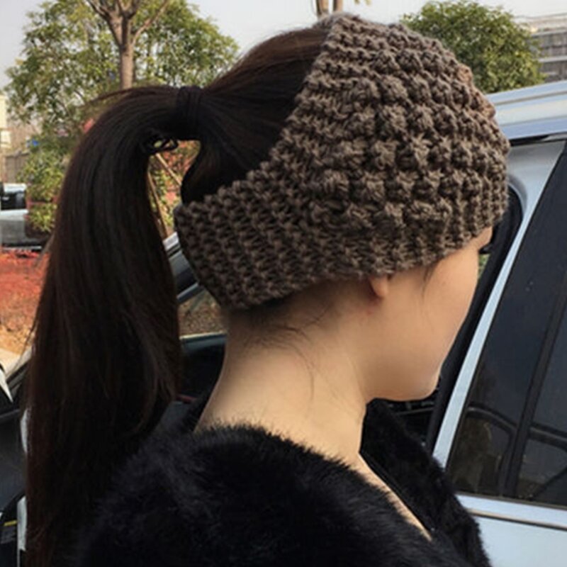 Engrossar malha hairband para mulher à prova pescoço mais quente earmuffs malha hairband adulto adolescentes inverno