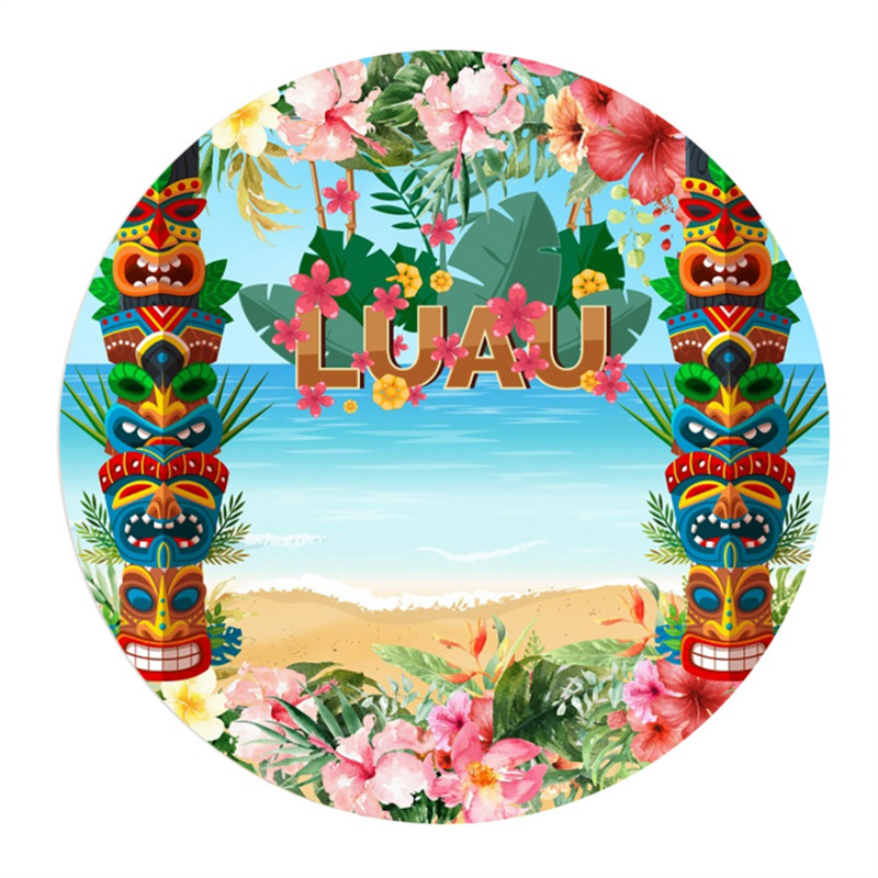 Rideau rond de skateboard hawaïen, 100cm de diamètre, fournitures de fête sur la plage, fond de gril, accessoires de photographie, H