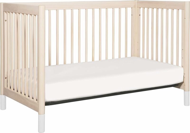 Babyletto Gelato 4-in-1 Convertible Crib with Toddler Bed Conversion in Washed Natural and White, (mattress sold separately)