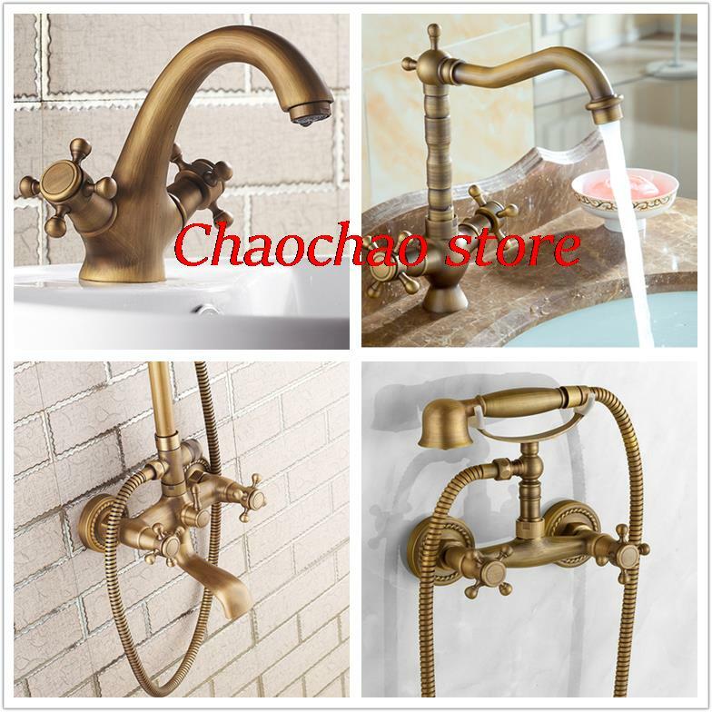 All copper faucet handle cross plum blossom hand wheel antique double-handle faucet valve core