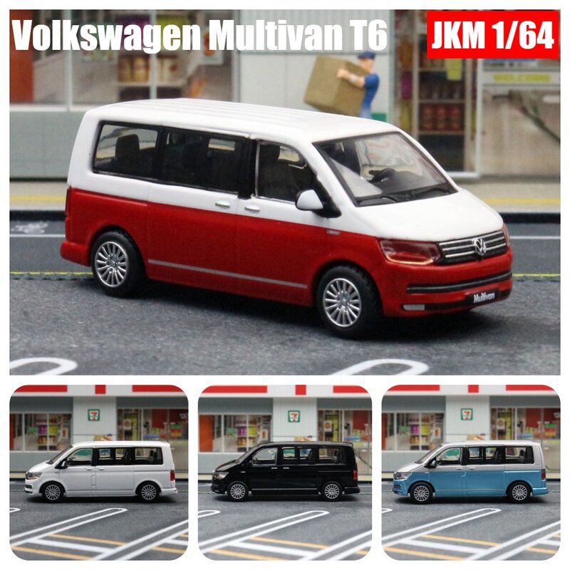 T6รถโฟล์คสวาเก้นโมเดล MPV Van ขนาดเล็ก, 1:64ล้อของเล่นรถฟรี1/64ของขวัญสำหรับเด็กผู้ชายและเด็ก
