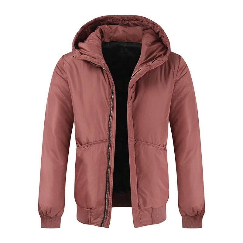2022 Winter New Men's Solid Color Hooded Thickened Down Coat Fashion Outdoor Warm Male Down Coat