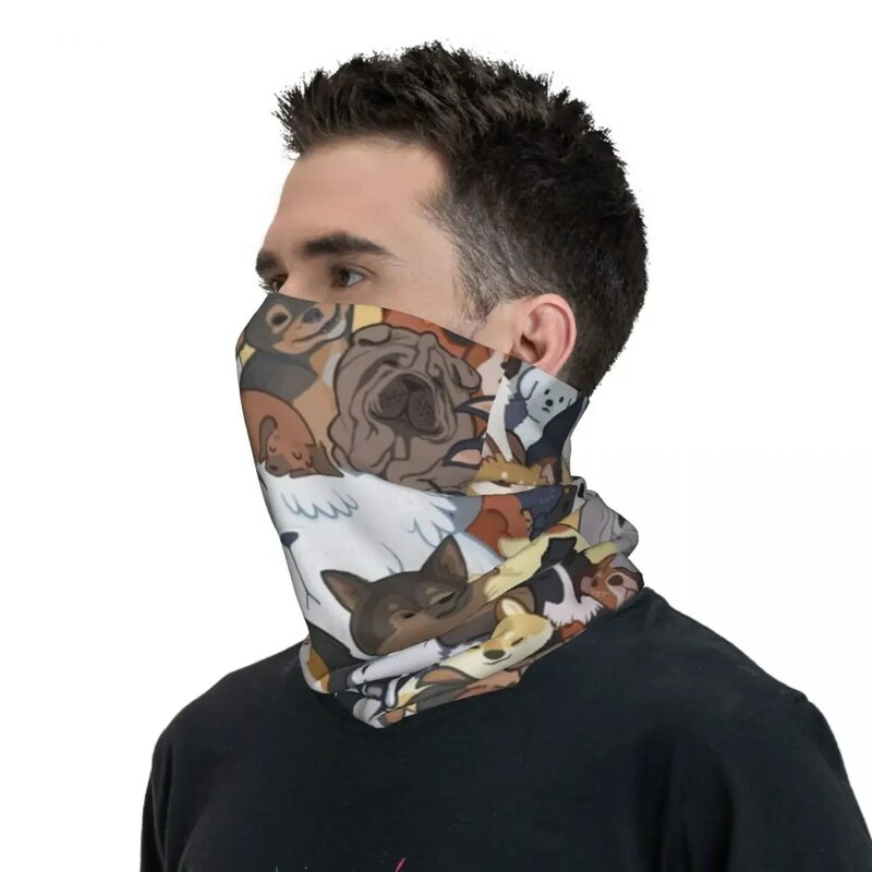 Dog Pupper Party Bandana Neck Gaiter Printed Wrap Scarf Multi-use Cycling Scarf Riding For Men Women Adult All Season