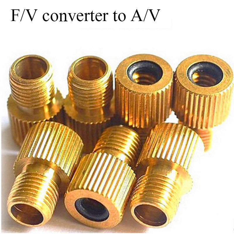 1/5PC F/V To A/V Valve Adapter Bike Value Converter Presta To Schrader Golden Bike Tire French Valve Adapter Bicycle Accessories