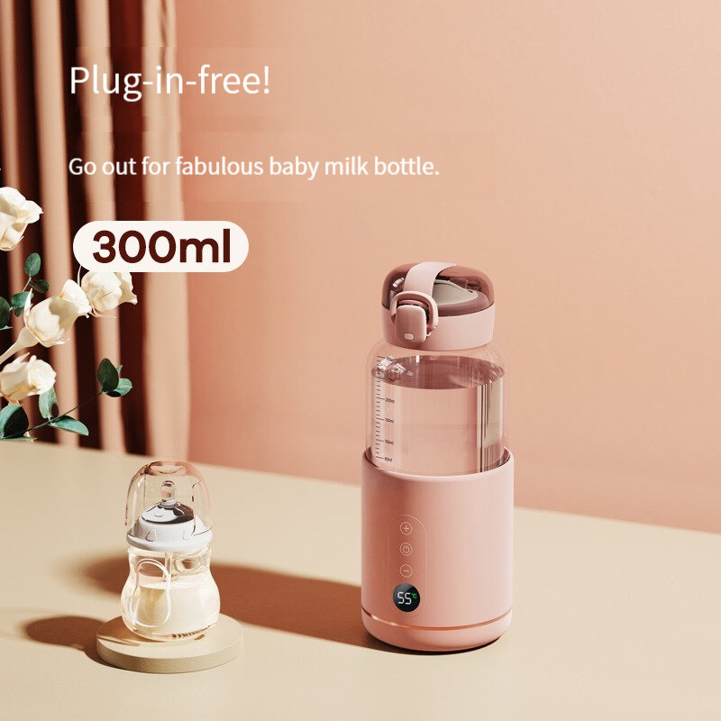 Penghangat air susu USB Formula bayi, penghangat air instan nirkabel baterai tanam kontrol suhu presisi kapasitas 300ml untuk bayi