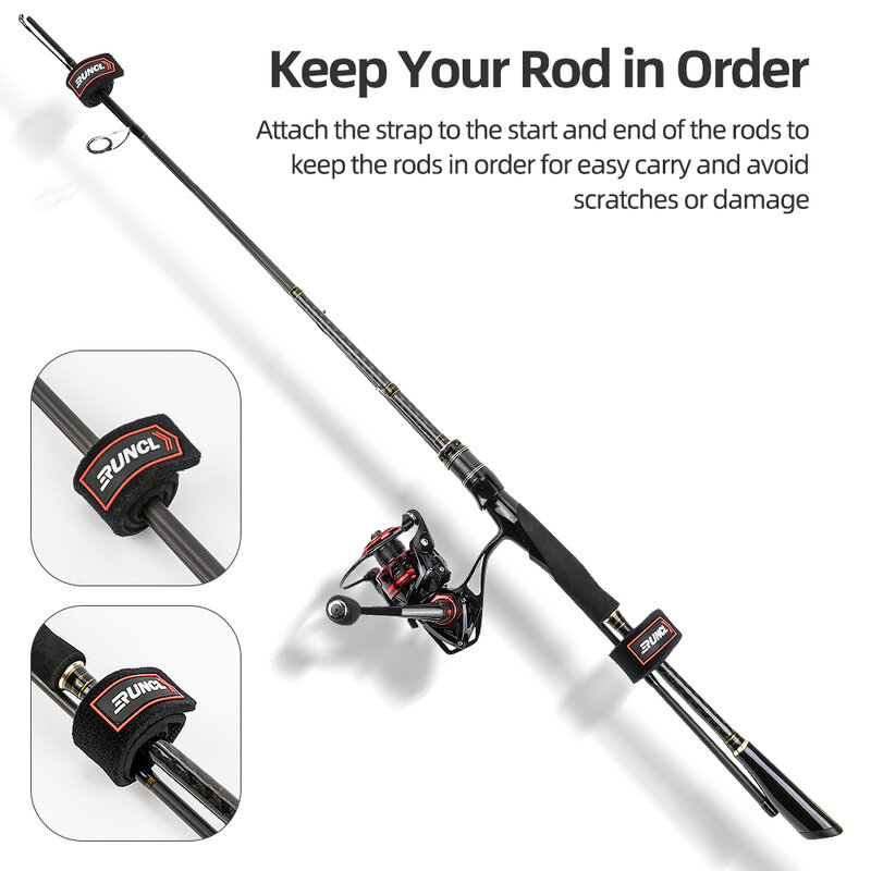 RUNCL-Elastic Pesca Rod Belt, Tie Strap, Magia Cordão, Pole Sling, Suporte para Fishin Acessórios, 2pcs