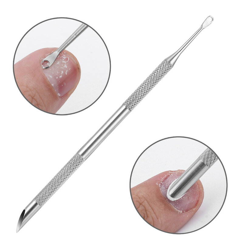 Nail Circle Beveled Head Stainless Steel Cuticle Pusher Nail Sanding Tablet Manicure Sticks Tool