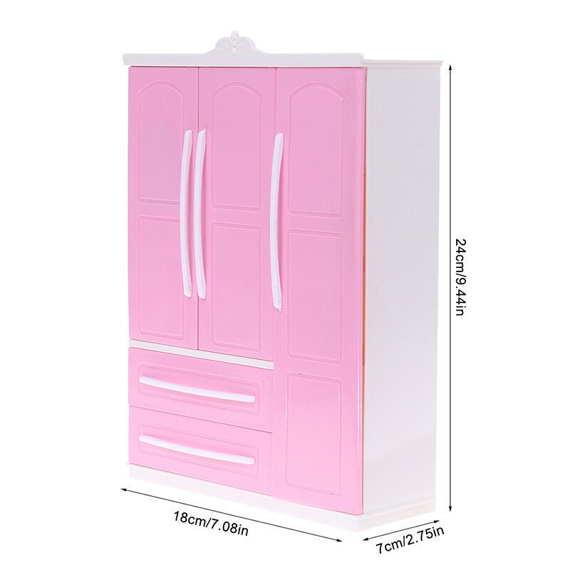 Pink lemari pakaian penyimpanan pakaian rumah untuk s mainan anak perempuan kamar tidur putri furnitur rumah boneka aksesoris grosir