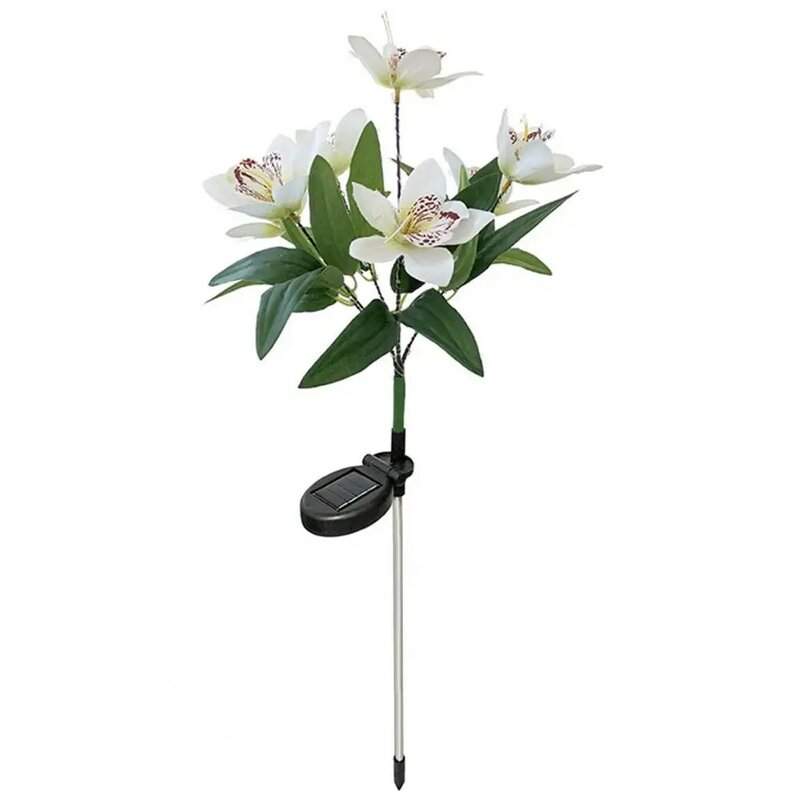 Lámpara Solar elegante con diseño de flor de Orquídea, luces solares de jardín, decoración de paisaje impermeable con 7 cabezales, instalación Simple, Led