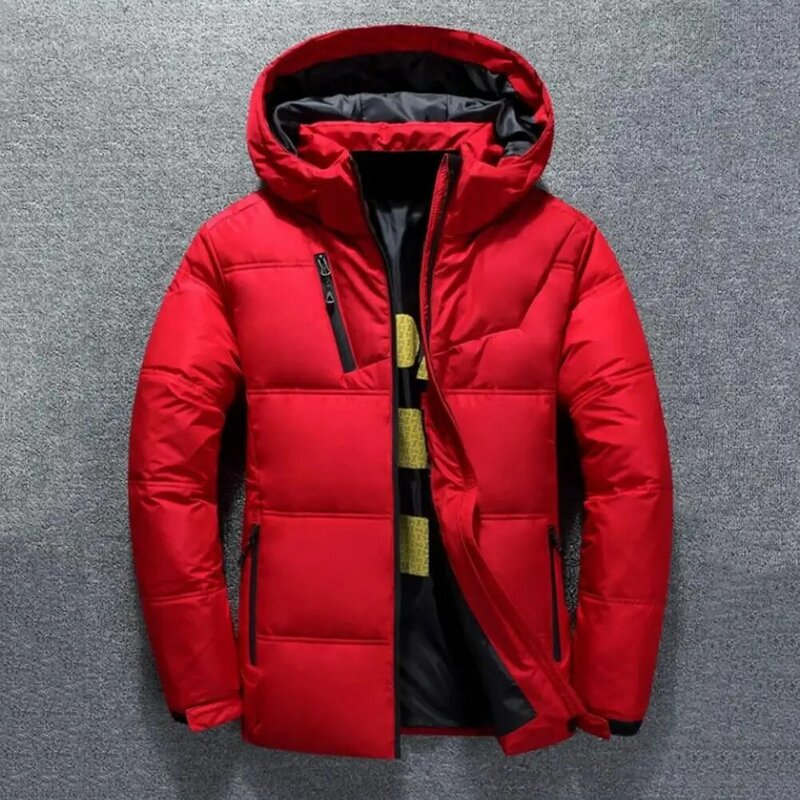 Stylish Winter Down Coat  Long Sleeve Pockets Male Jacket  All Match Winter Jacket