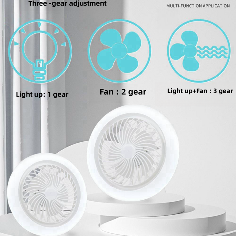 Ventilatore da soffitto intelligente 3 in 1 con lampada di illuminazione telecomandata Base convertitore E27 Base di illuminazione 85-265V per camera da letto e soggiorno