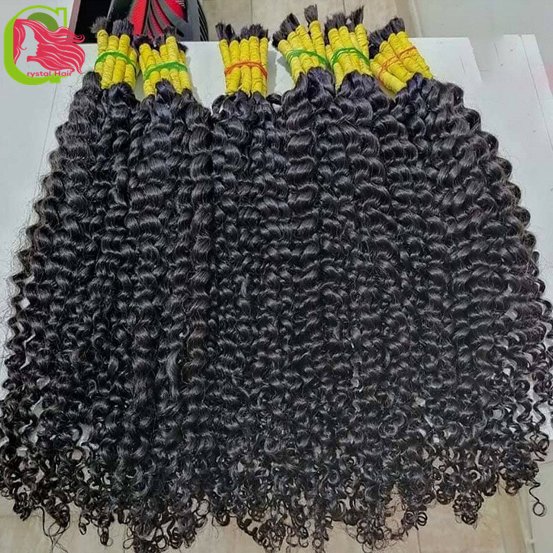 Rambut manusia Remy besar untuk mengepang gelombang longgar 100% belum diproses Brasil tanpa kain dalam keriting 100g/bundel 18 inci sampai 30 inci