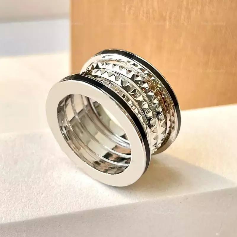 Punk Design S925 Sterling Silver Rivet Melon Ring pour femme, senior, marque de luxe, bijoux de fête, mode
