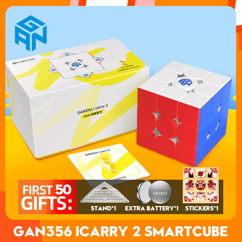Gan-Smart Cubo Stickerless Magnético, Puzzle Brinquedos, Rastreamento Inteligente, Movimentos, Passos com Estação Magnética, UV, 3x3, 356, I Carry 2
