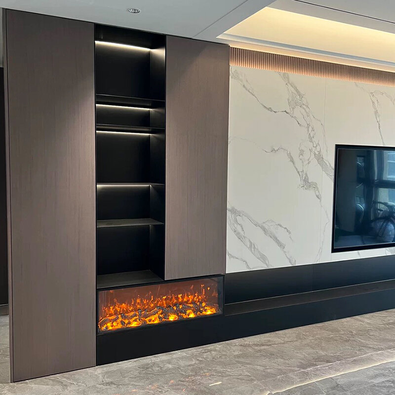 Dekorasi berdiri bebas pasang dinding perapian penggunaan dalam ruangan lampu Led Modern tempat Tv listrik untuk ruang tamu