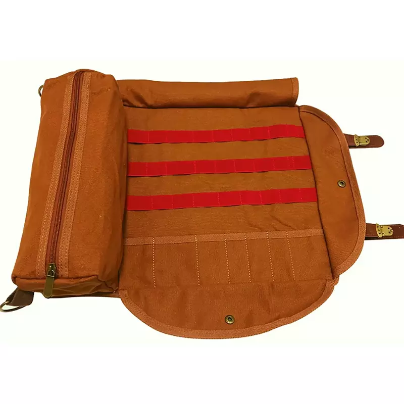 Portable Canvas Bartender Tools Organizer Bag, alça de couro, duráveis Camping Shoulder Bags, bolsa de armazenamento de grande capacidade