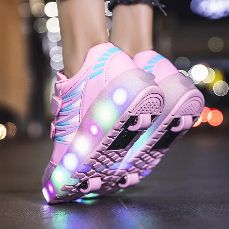 Roller Skates 2 Wheels Sneakers Flash Shoes Youth  Glowing Lighted Led Child Boys Girls Kids 2023 Fashion Luminous Sport Boots