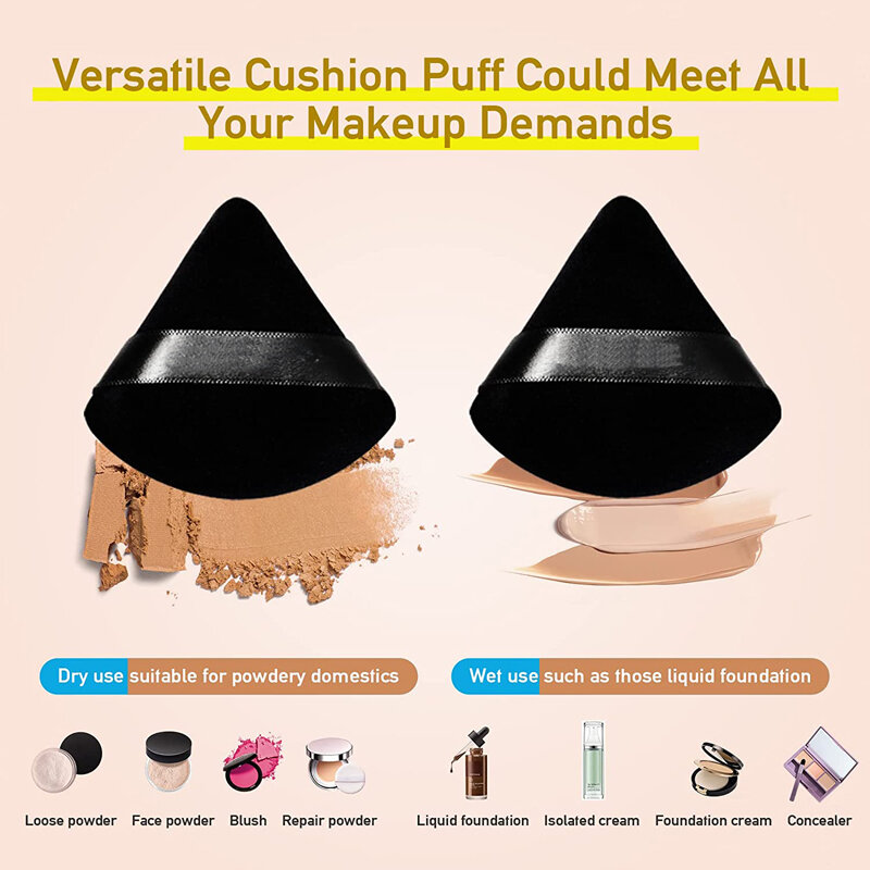 Esponjas de piezas de terciopelo para maquillaje, 6 en polvo triangular, contorno de ojos, sello de sombra, base cosmética, herramienta