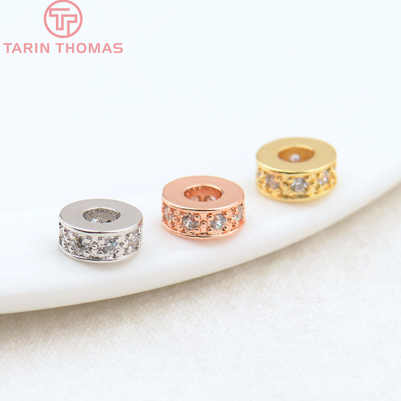 Perles d'espacement rondes en laiton 24 carats, trou de 7x3mm, 3mm, 10 pièces, bijoux de haute qualité, résultats exécutifs, accessoires