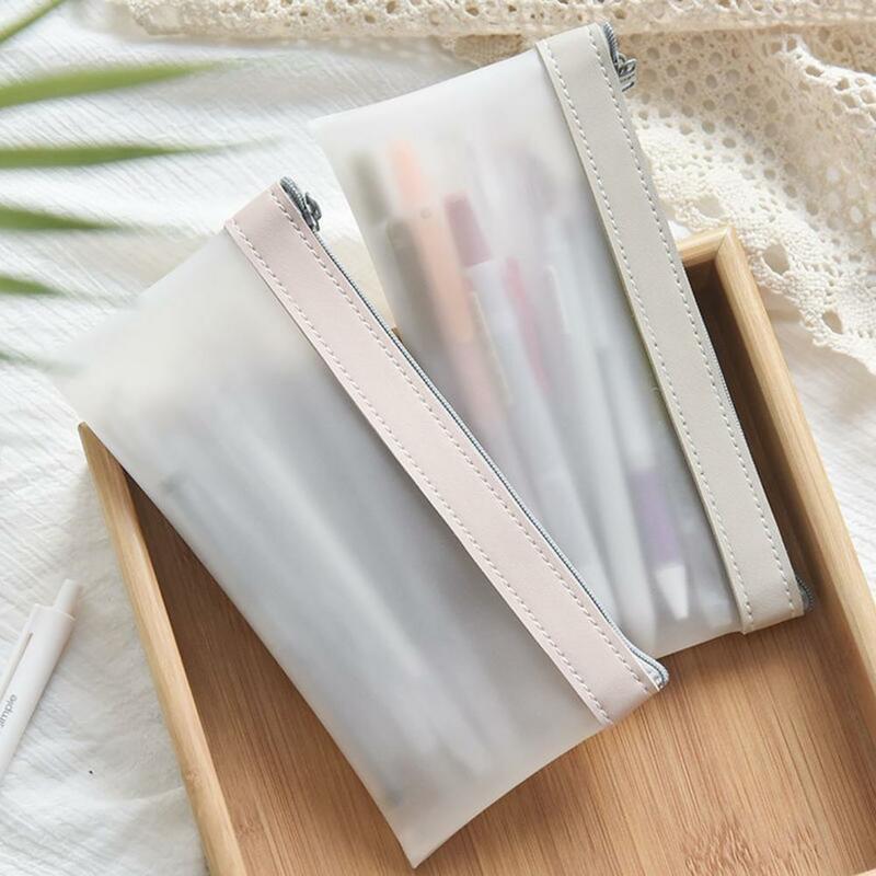 Mode Briefpapier Beutel wasserdicht flexibel 4 Farben glatten Reiß verschluss Bleistift beutel