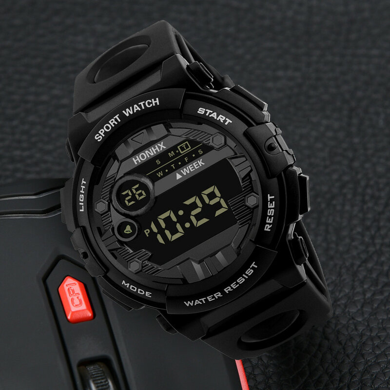 Lichtgevende Sport Heren Digitale Horloge Geavanceerde Siliconen Band Horloges Led Man Zwarte Militaire Horloge Hodinky Relogio Masculino