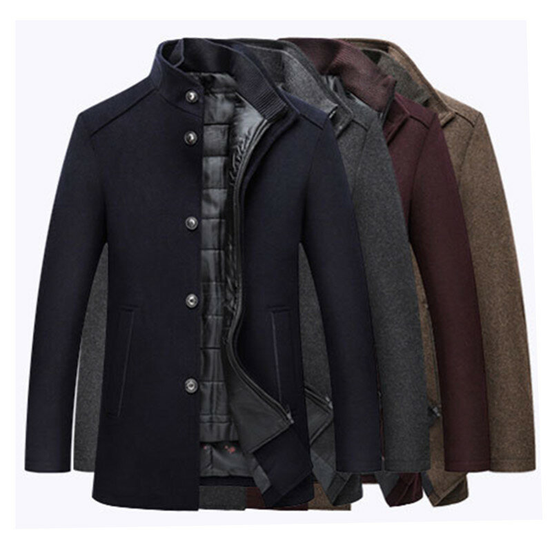 UHYTGF 2023 nuova primavera autunno cappotto di lana da uomo colletto alla coreana cravatta gilet caldo Business Parker giacca maschile Casual per uomo Outewear 249