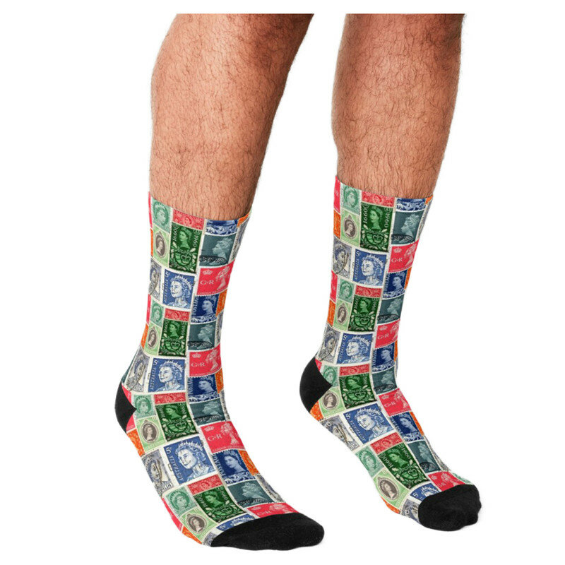 Носки мужские с надписью «I love my Queen», смешные носки в английском стиле, счастливые в стиле Харадзюку, в стиле хип-хоп, повседневные короткие
