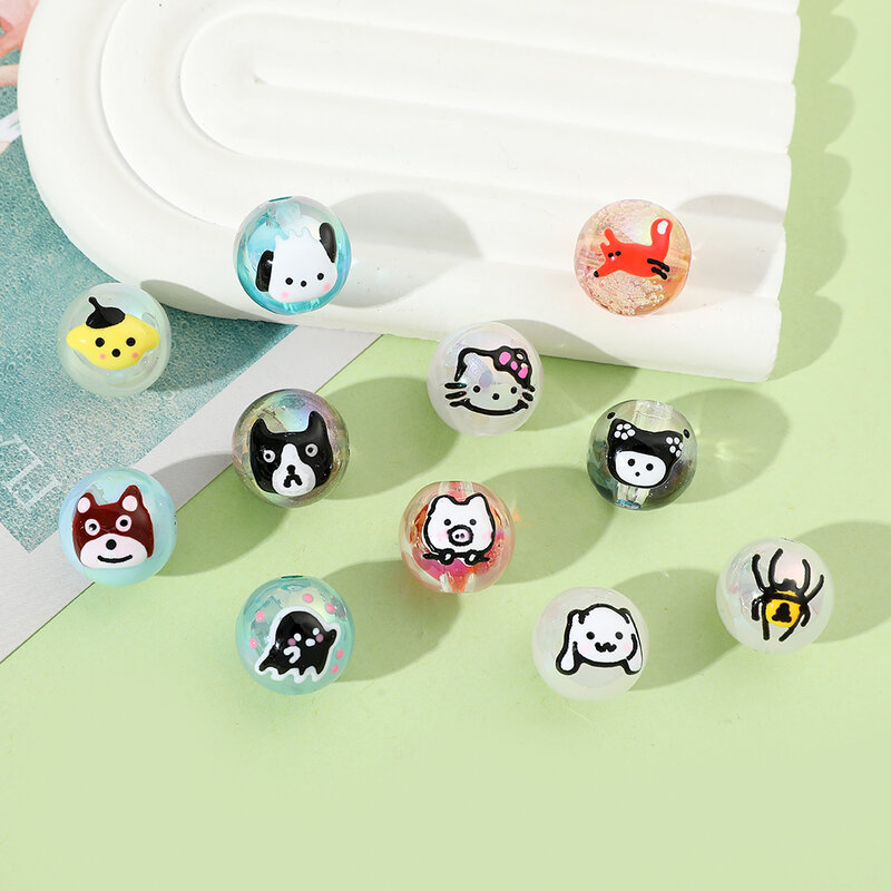 Sanrio-Cuentas de Hello Kitty Kuromi Cinnamoroll Pochacco para joyería artesanal, collar de pulsera hecho a mano, accesorios de cuentas de dibujos animados