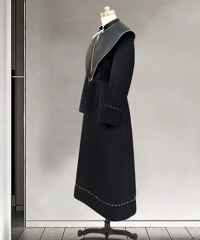 Vestido preto magro retro do emagrecimento do ajuste, preto semi formal luxuoso leve com borda branca