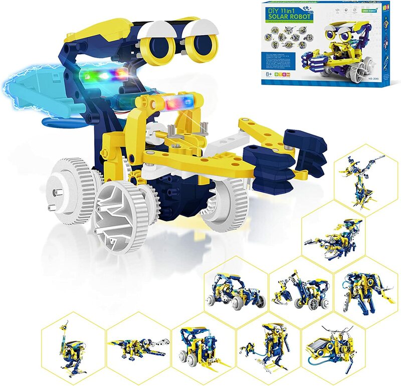 STEM Projects for Kids Ages 8-12 Solor Robot Kits with Unique LED Light Educational Building Toys Science Experiment Kit Gift