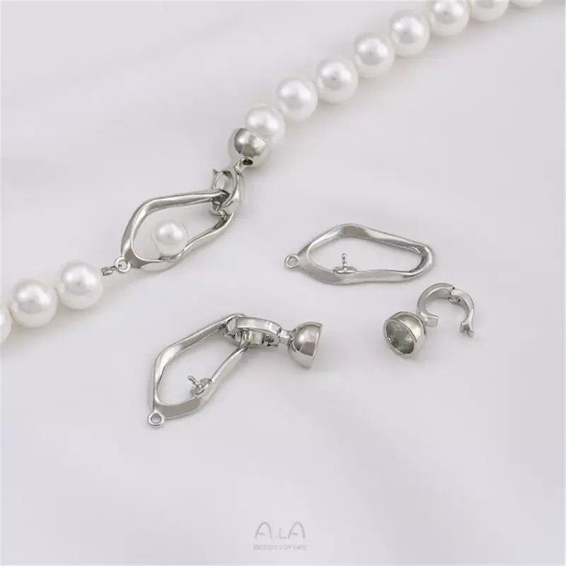14K Gold Irregular Shaped Cloud Pearl Buckle with Bead Holder DIY Bracelet Necklace Connection Buckle Jewelry Buckle C008