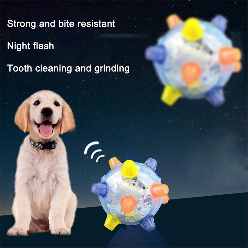 Baru lampu musik bola bercahaya berkedip berkedip aktif Pet Mainan interaktif pencahayaan menari anjing kucing bola bergetar memantul
