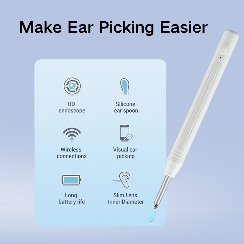 YAKISON отоскоп ушной высокоточный инструмент для удаления ушного воска с камерой светодиодный светильник, беспроводной отоскоп, Умный набор для чистки ушей