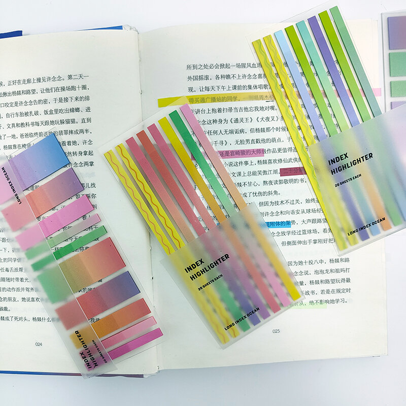 KindFuny 4 Packs Transparent Sticky Notes Tab Self-Adhesive Kawaii Clear Bookmarkers Annotation Books Page Marker Stationery